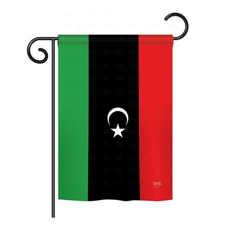 GARDENCONTROL 13 x 18.5 in. Libya Nationality Vertical Double Sided Garden Flag Set with Banner Pole GA4106913
